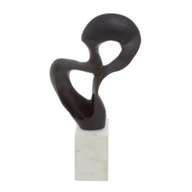 Mirano Aluminium Knot Sculpture In Black With White Marble Base