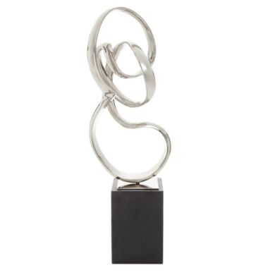 Mirano Metal Knot Sculpture In Nickel With Black Marble Base