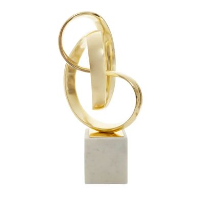 Mirano Aluminium Knot Sculpture In Gold With White Marble Base