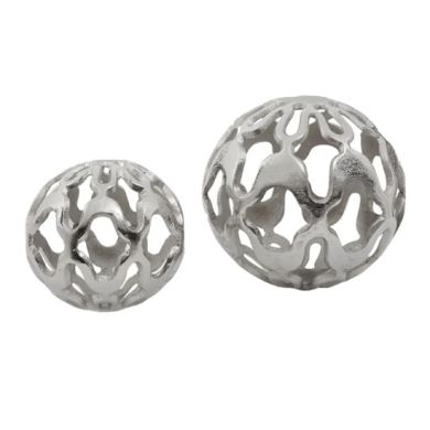 Kensington Townhouse Aluminium Set Of 2 Deco Ball Set In Nickel