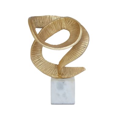 Evra Sculpture In Gold With White Marble Base