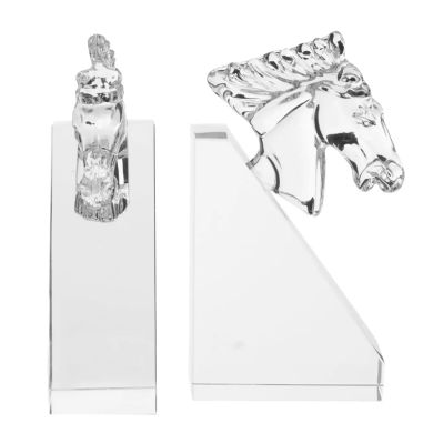 Carrie Glass Set Of 2 Horse Bookends In Clear