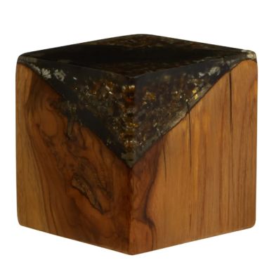 Sakra Teak Wood And Glass Sculpture In Brown