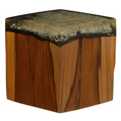 Sakra Teak Wood And Glass Vintage Sculpture In Brown