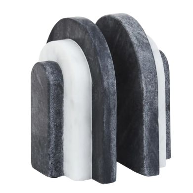 Oxana Marble Set Of 2 Bookends In Black And White