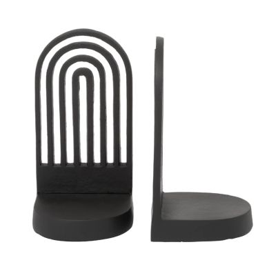 Rubi Metal Set Of 2 Curved Silhouette Bookends In Black