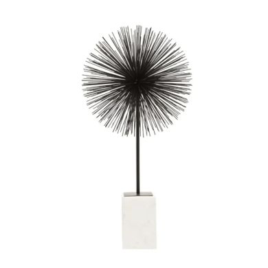 Mirano Metal Sculpture In Black With White Marble Base