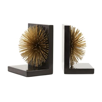 Mirano Metal Set Of 2 Starburst Bookends In Black