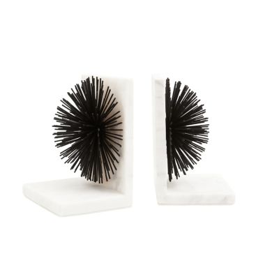 Mirano Metal Set Of 2 Starburst Bookends In White