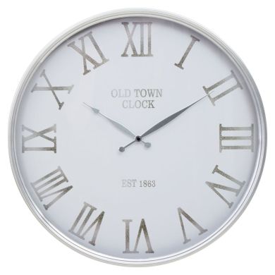 Kent Round Wall Clock In White And Silver