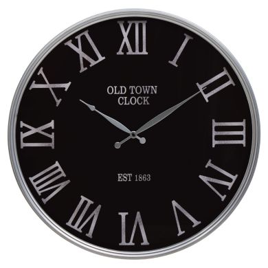 Kent Round Wall Clock In Black And Silver