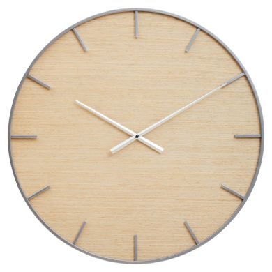 Kent Wooden Dial Wall Clock With Silver Metal Frame