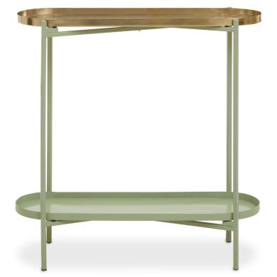 Sabia Metal Console Table In Green And Gold