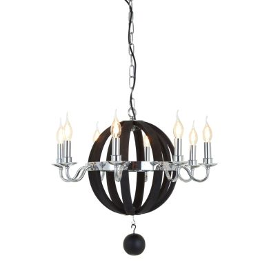 Kensington Round Chandelier Ceiling Light In Black And Silver