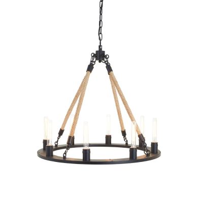 Hampstead 8 Bulbs Chandelier Ceiling Light In Natural And Black