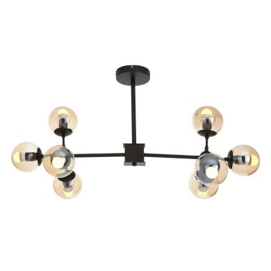 Abira 8 Glass Shades Ceiling Pendant Light In Matt Black