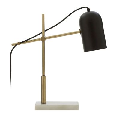 Equipoise Black Shade Table Lamp With And White Marble Base