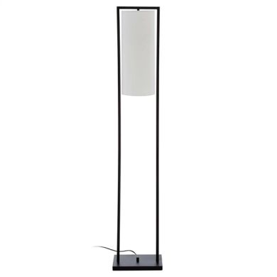 Atkins White Linen Shade Floor Lamp With Black Metal Frame