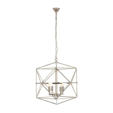 Kamara Hexagonal Chandelier Ceiling Light In Silver Nickel