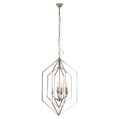 Venice Hexagonal 4 Lights Chandelier Ceiling Light In Nickel