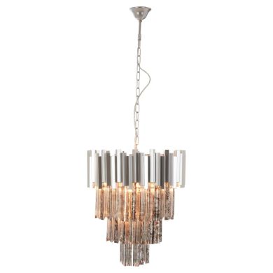 Lustra Large Traditional Mirrored Glass Chandelier In Nickel
