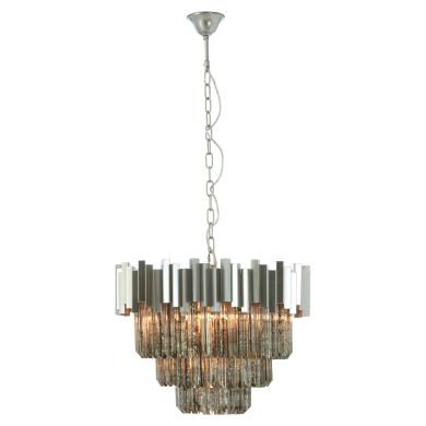 Lustra Small Traditional Mirrored Glass Chandelier In Nickel