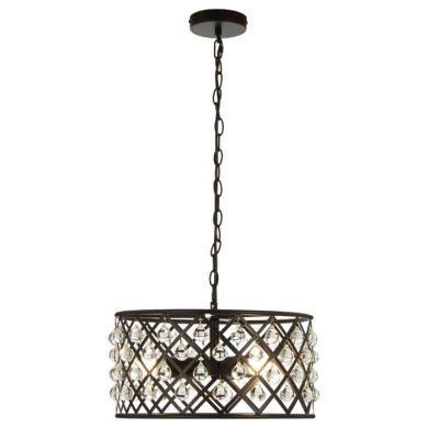 Alkham 3 Lights Cross Design Ceiling Pendant Light In Black
