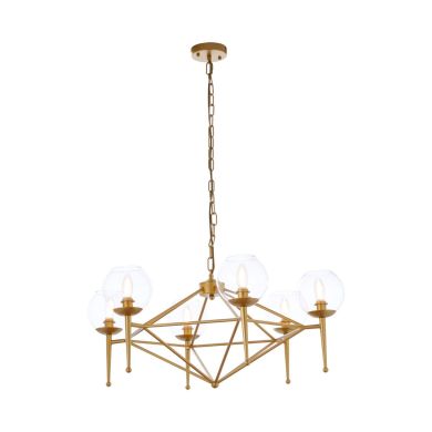 Abira 6 Glass Shades Geo Ceiling Pendant Light In Gold
