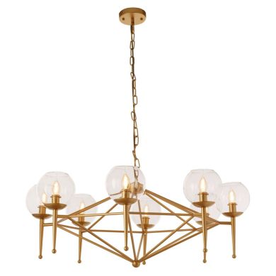 Abira 8 Glass Shades Geo Ceiling Pendant Light In Gold
