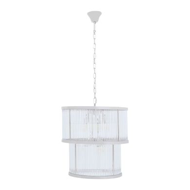 Salasco Ribbed Pattern 2 Tier Chandelier Ceiling Light In Nickel