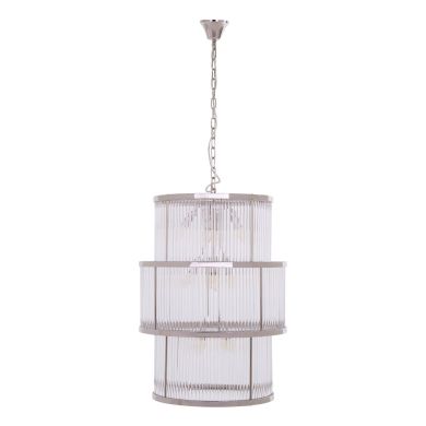 Salasco Large 3 Glass Tier Chandelier Ceiling Light In Nickel