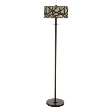 Waldorf Branch Glass Shade Floor Lamp In Bronze With Metal Base
