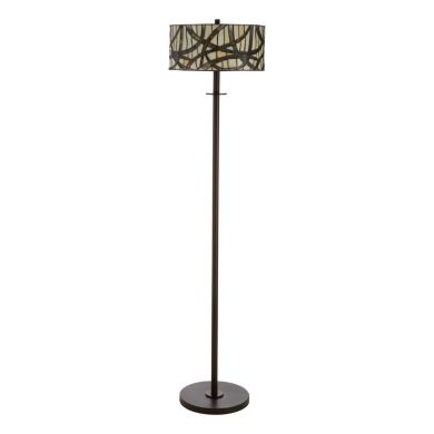 Waldorf Branch Glass Shade Floor Lamp In Bronze With Metal Base