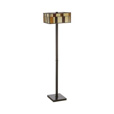 Waldorf Square Glass Shade Floor Lamp In Bronze With Metal Base