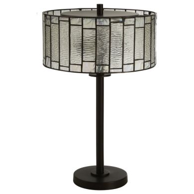 Waldorf Deco Glass Shade Table Lamp In Bronze With Metal Base