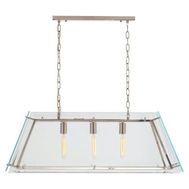 Palasso Large Clear Glass Frame Ceiling Pendant Light In Nickel