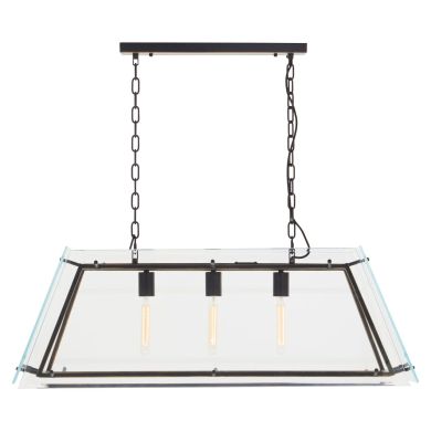 Palasso Large Clear Glass Frame Ceiling Pendant Light In Black