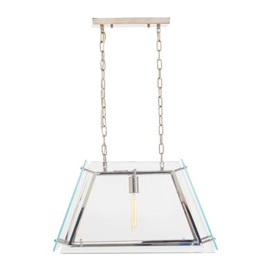 Palasso Small Clear Glass Frame Ceiling Pendant Light In Nickel