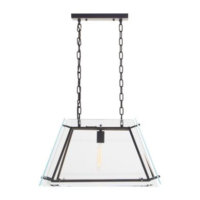 Palasso Small Clear Glass Frame Ceiling Pendant Light In Black