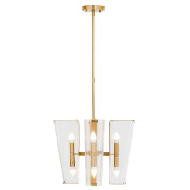 Celeste Clear Glass Lanterns Ceiling Pendant Light In Antique Brass