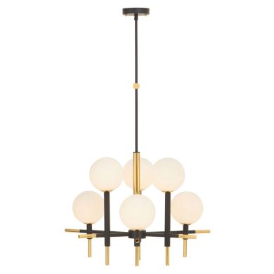 Grosvenor Symmetrical Geometric Ceiling Pendant Light In Black And Gold