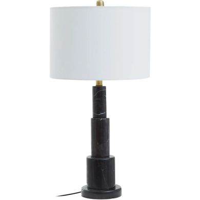 Elara White Shade Table Lamp With Black Marble Base