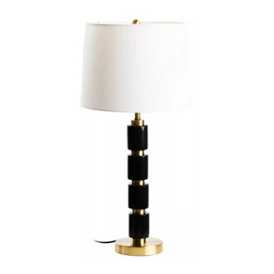 Nula White Shade Table Lamp With Black And Gold Base