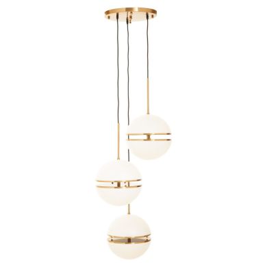 Abira Three Ball Ceiling Pendant Light In Brass