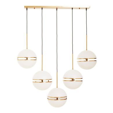 Abira Five Ball Ceiling Pendant Light In Brass