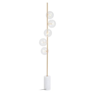 Abira Five Bulb Floor Lamp With White Marble Base