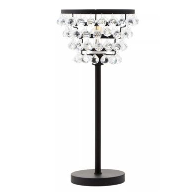 Hutchinson Clear Crystal Table Lamp With Black Metal Base