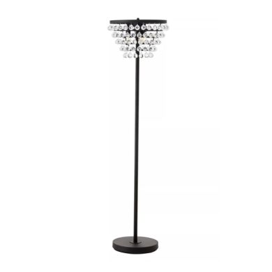 Hutchinson Clear Crystal Floor Lamp With Black Metal Base