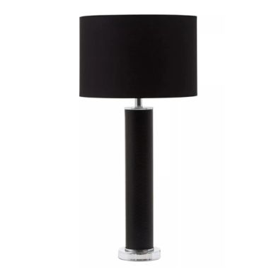 Hanah Black Snake Leather Effect Shade Table Lamp With Chrome Base