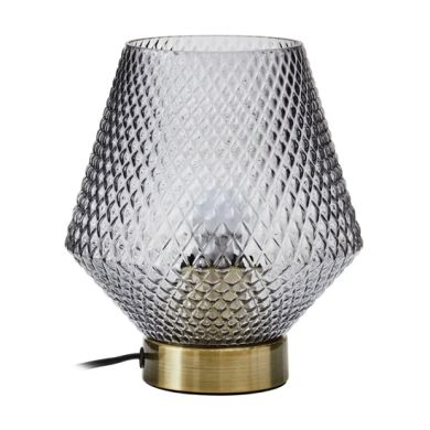 Noble Grey Glass Shade Table Lamp With Gold Metal Base